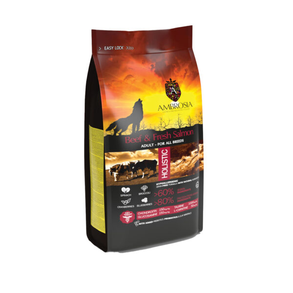 Ambrosia Grain Free Dog Adult All Breeds Beef & Fresh Salmon Ambrosia Grain Free Dog Adult All Breeds Beef & Fresh Salmon
