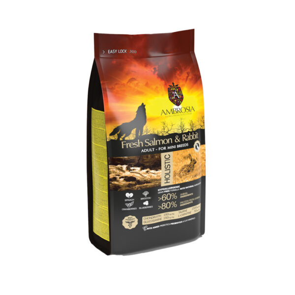Ambrosia Grain-Free Dog Adult Mini Sensitive Fresh Salmon & Rabbit Ambrosia Grain-Free Dog Adult Mini Salmon and Chicken