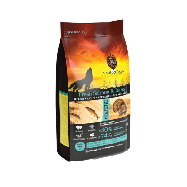 Ambrosia Grain-Free Dog Adult Mini Senior - Light - Sterilized Fresh Salmon & Turkey Ambrosia Grain-Free Dog Adult Mini Senior - Light - Sterilized Fresh Salmon & Turkey