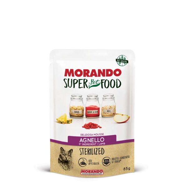 Morando super food για ενήλικες στειρωμένες γάτες με mousse αρνί 85gr