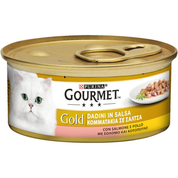 Purina Gourmet Gold Κομματάκια σε Σάλτσα Σολομός & Κοτόπουλο 85g