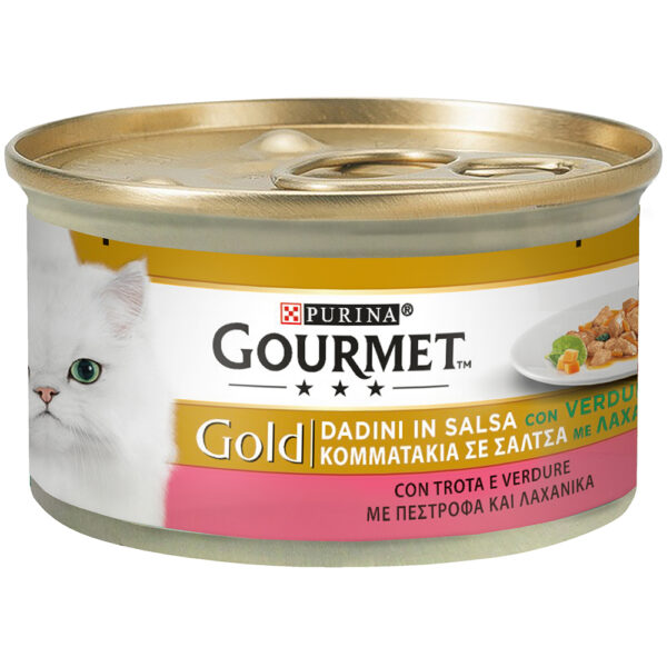 Purina Gourmet Gold Κομματάκια σε Σάλτσα Πέστροφα & Λαχανικά 85g